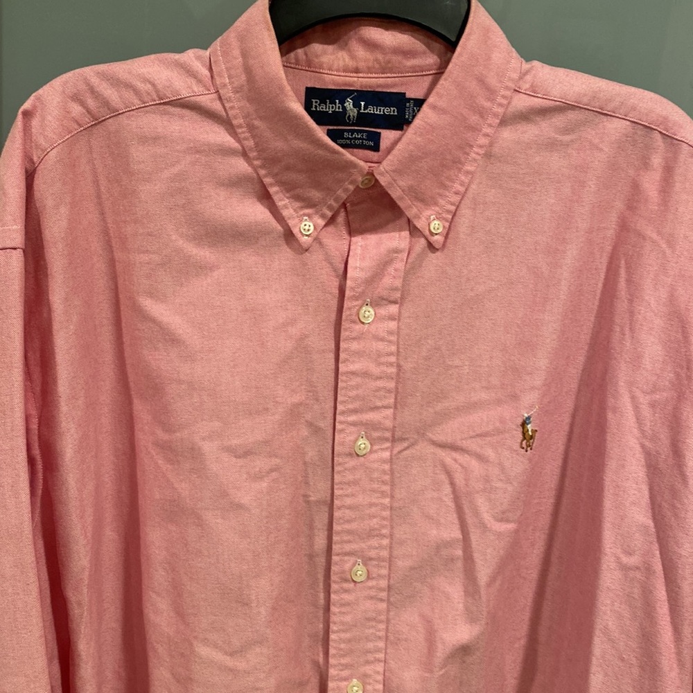 Ralph Lauren BLAKE 100% cotton button down men shirt size XL pink